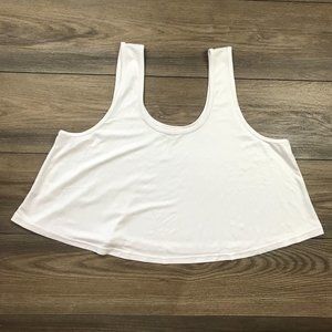 Fabletics Women's White Carter Swing Tank Size Large Cropped Lightweight‎ Knit